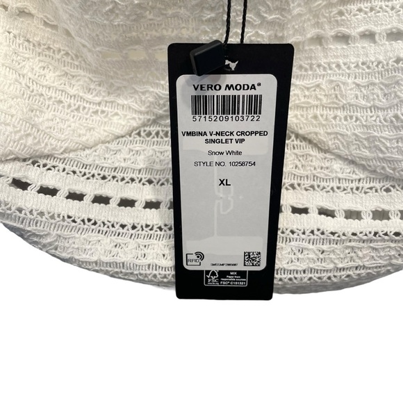 Vero Moda Bina V-Neck Cropped Singlet VIP in Snow White XL New - Picture 5 of 8